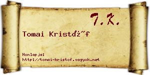 Tomai Kristóf névjegykártya